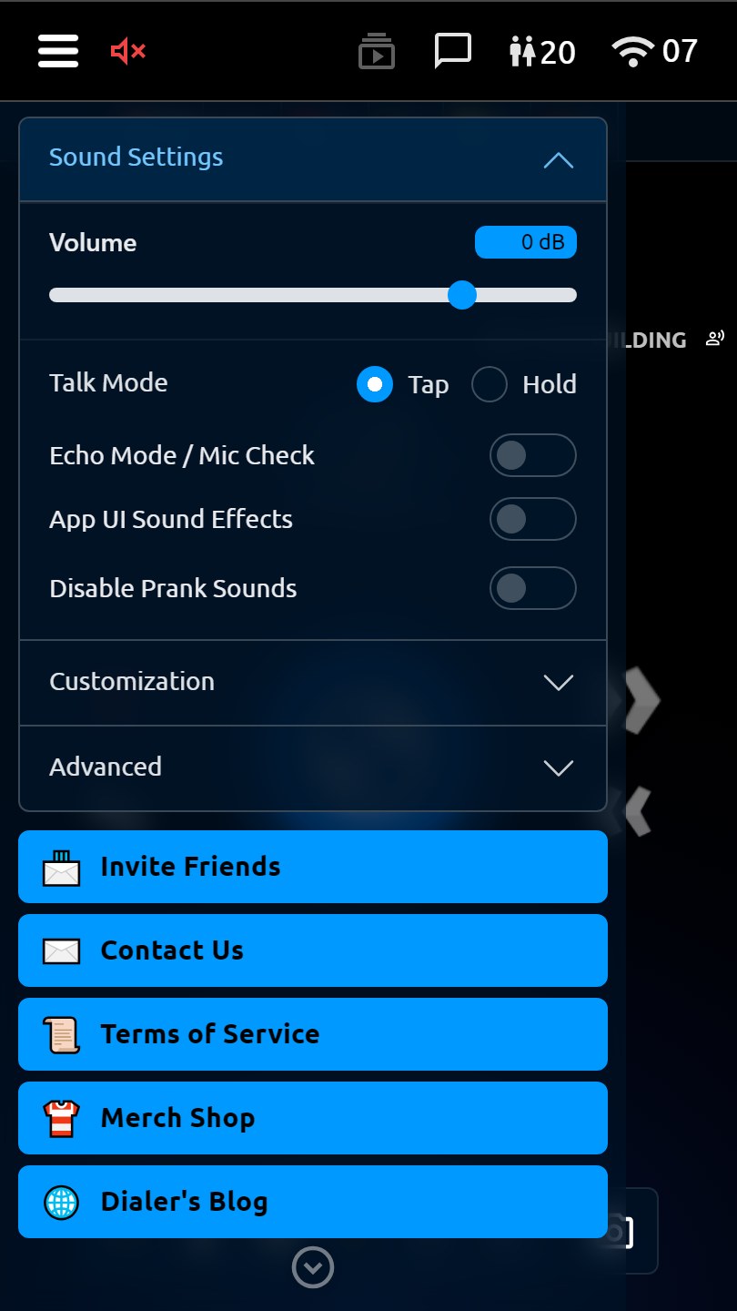 Sound settings