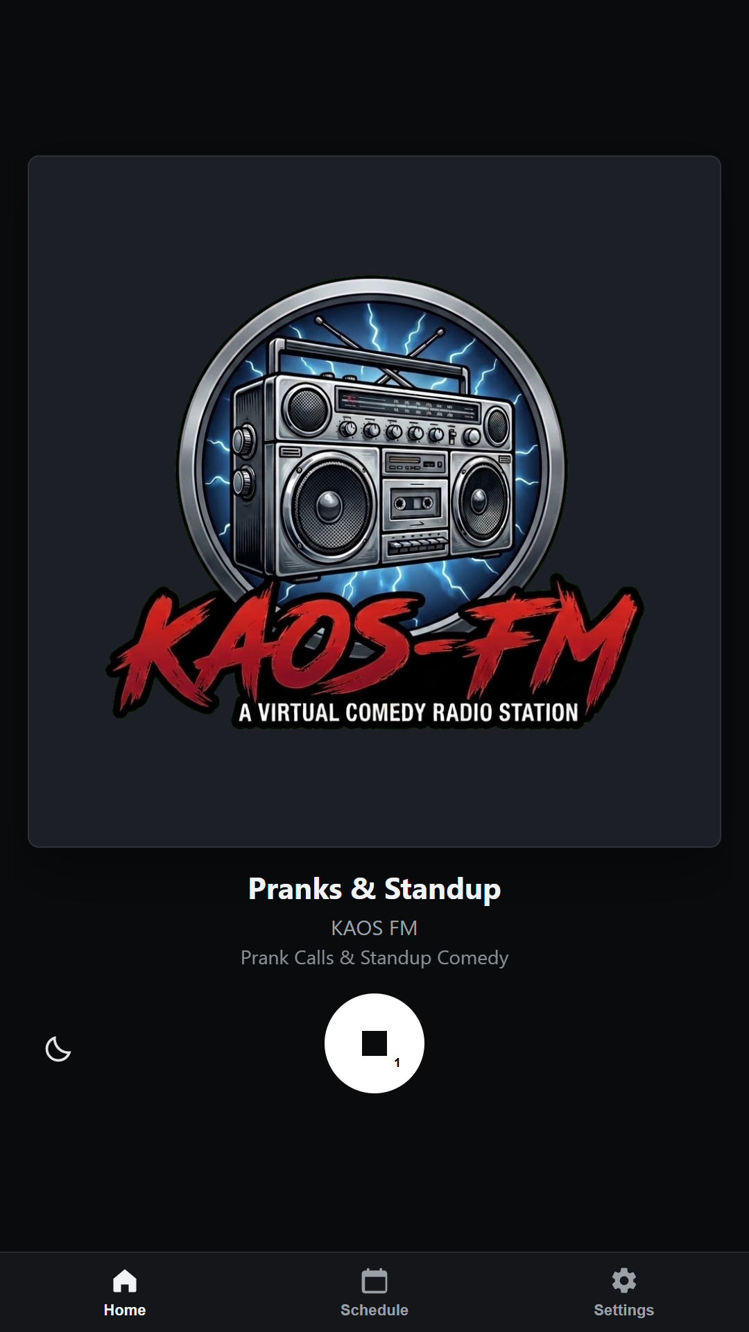 KAOS-FM fullscreen player
