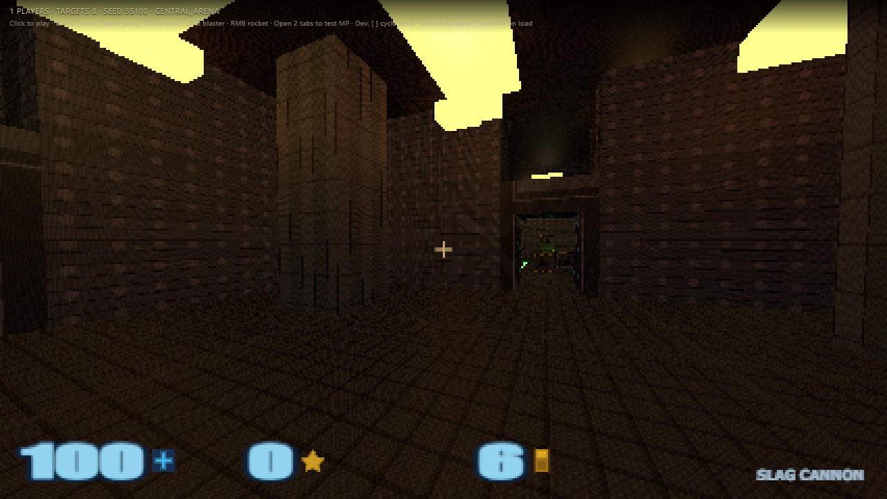 Corridor combat with Slag Cannon selected and vitals HUD visible